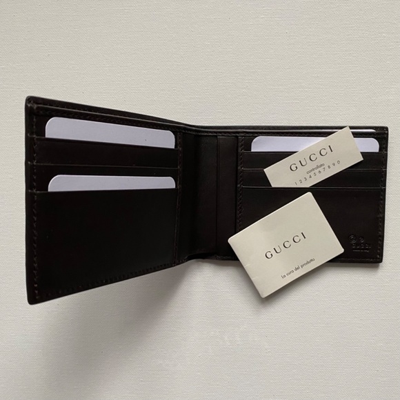 GUCCI Microguccissima Bi-Fold Wallet Dark Brown - Picture 10 of 16